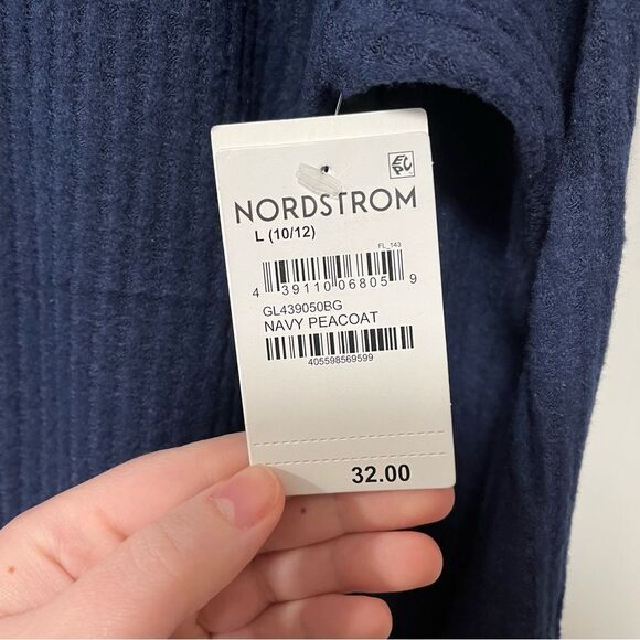1901 Nordstrom NWT Blue Long Sleeve Cropped Sweater size LARGE - Picture 4 of 7